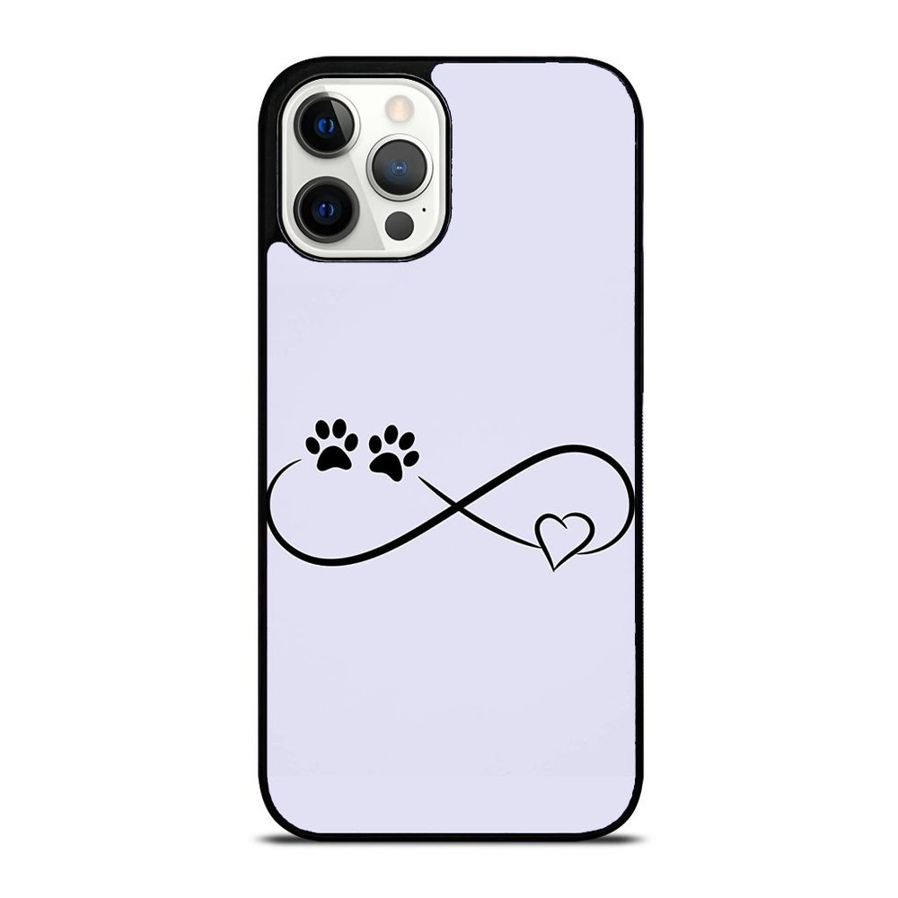 Paw Print Cat Dog Infinity Symbol Heart Women Girls Lavender iPhone Case